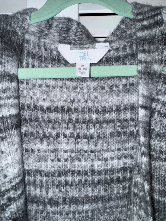 Time and Tru Gray Marled Open Front Women's Cardigan - Picture 2 of 3